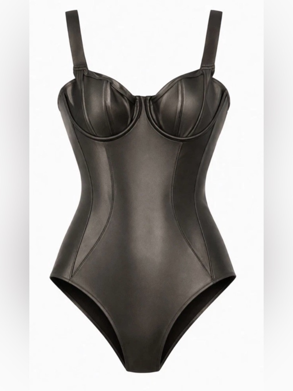 TA3 Sz L Lifty Pewter Gray Underwire B/C Short Corset One Piece Swimsuit NWT - Picture 5 of 9